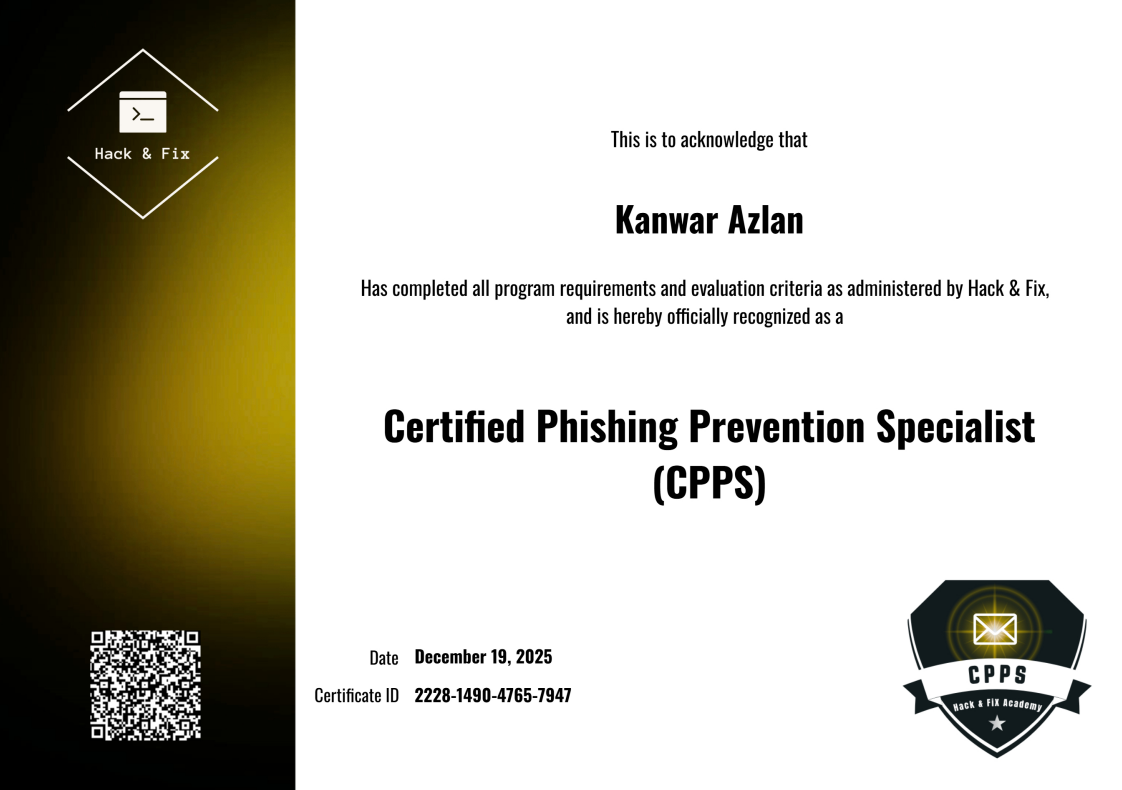 CPPS Certificate